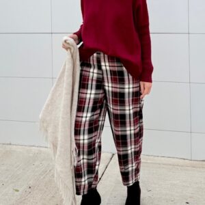 Pantalón Rober cuadros burdeos