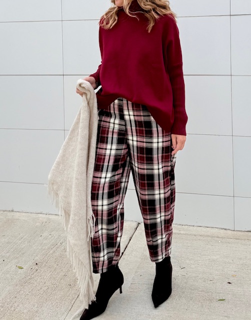 Pantalón Rober cuadros burdeos