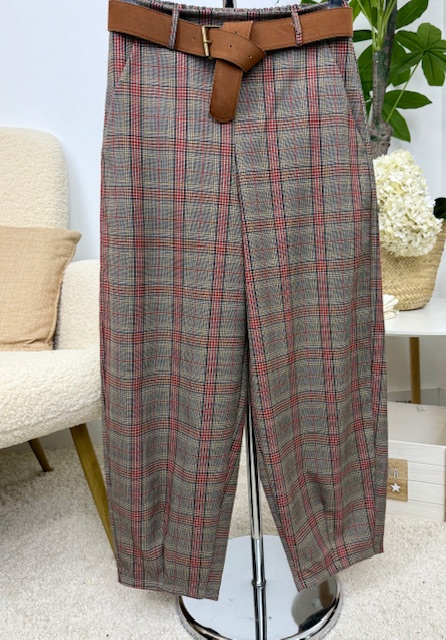 Pantalón Rober cuadros con rojo