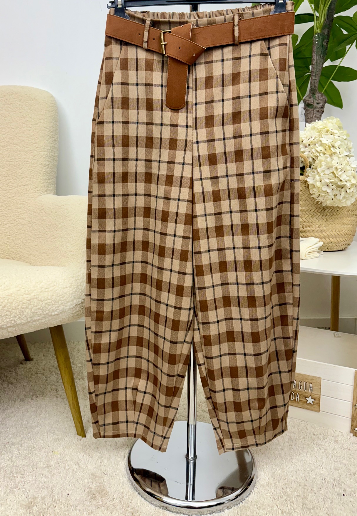 Pantalón Rober cuadros marrón